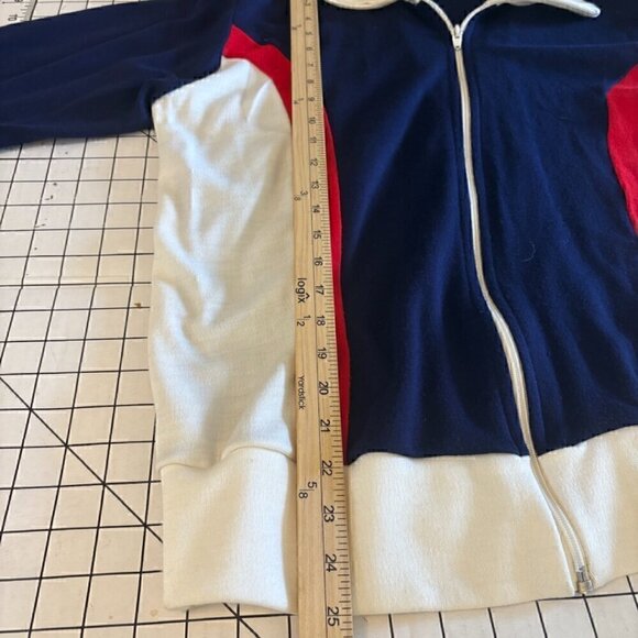 VINTAGE TRACK WISE FULL-ZIP NIKE SWEATSHIRT RED WHITE BLUE SIZE M - Picture 6 of 7